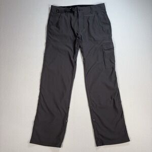 Prana Zion Pants ll Men's 31 (fits 32x30) Gray Belted Stretch Straight Hiking